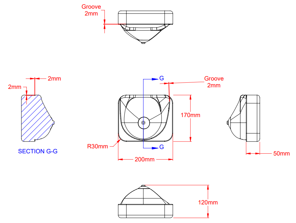 Drawing – Dimensions of the Very Large Breast Phantom